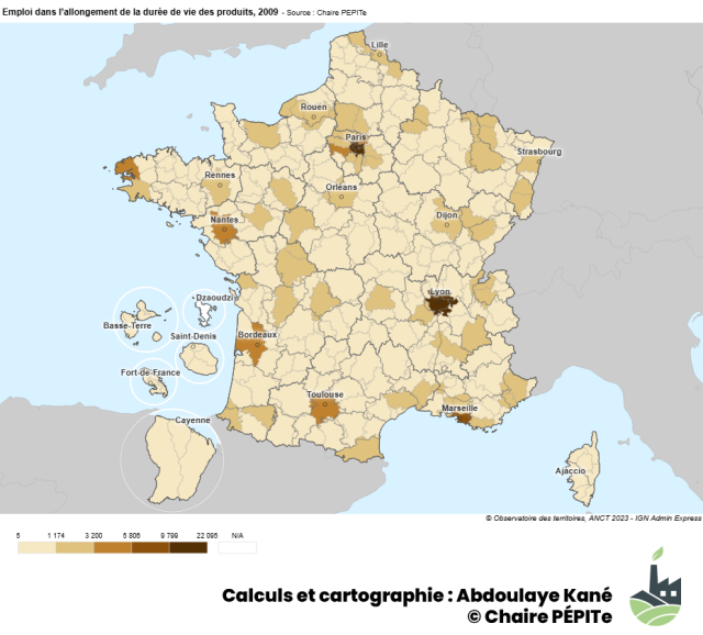Emploi dans l’allongement de la durée de vie des produits, 2009