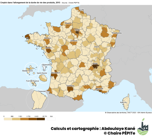 Emploi dans l’allongement de la durée de vie des produits, 2015