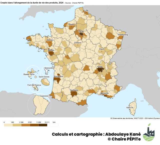 Emploi dans l’allongement de la durée de vie des produits, 2024