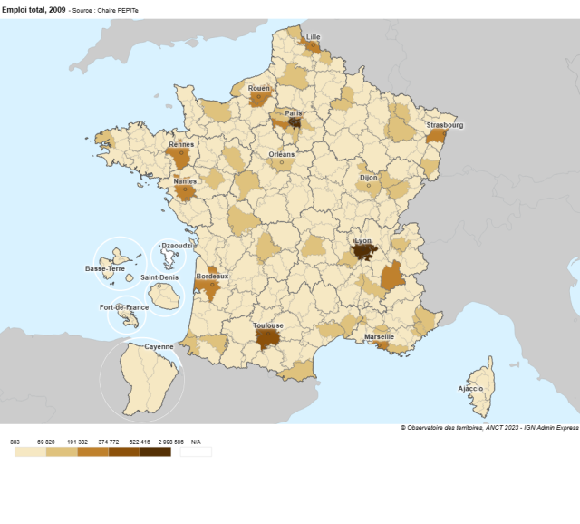 Emploi total, 2009